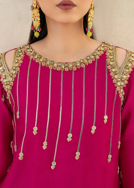 Dastoor Maahi Luxury Pret 25 Hot Pink Organza – view 1 – Poshaq