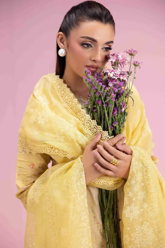 Aabyaan Eid Pret 25 Dust Yellow Cotton – view 1 – Poshaq