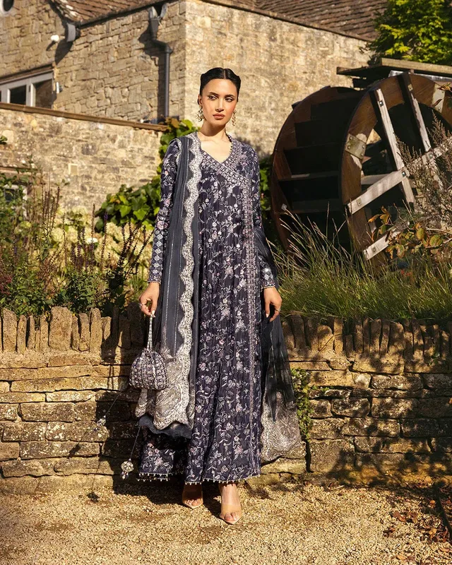 Faiza Saqlain Adeen Formals Grey Chiffon – view 1 – Poshaq