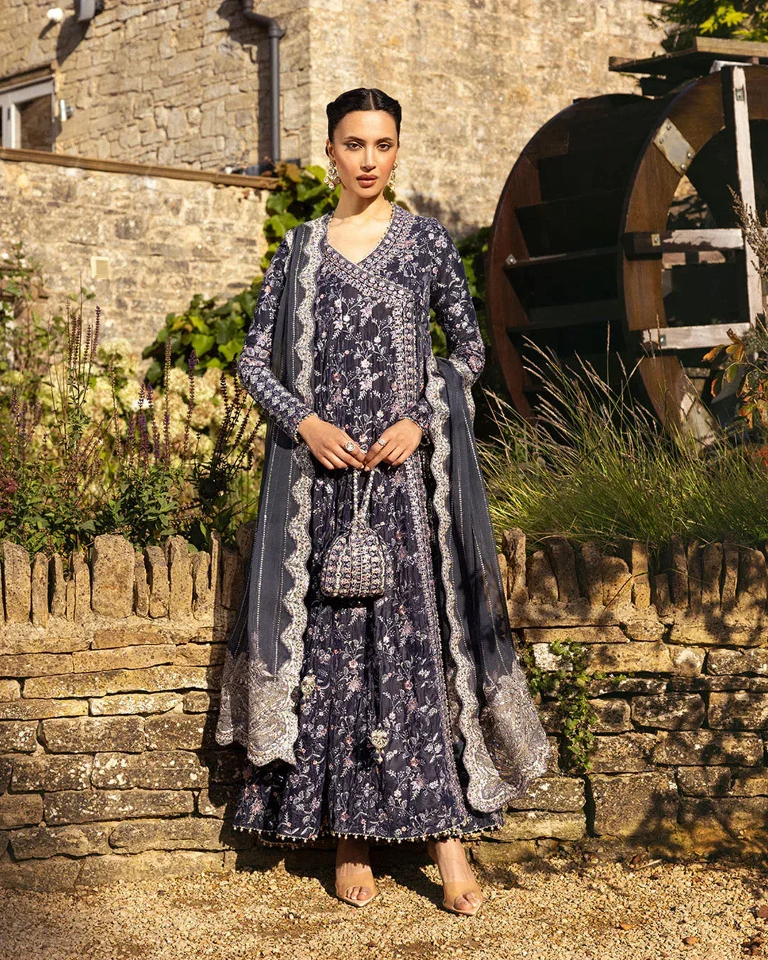 Faiza Saqlain Adeen Formals Grey Chiffon – view 2 – Poshaq