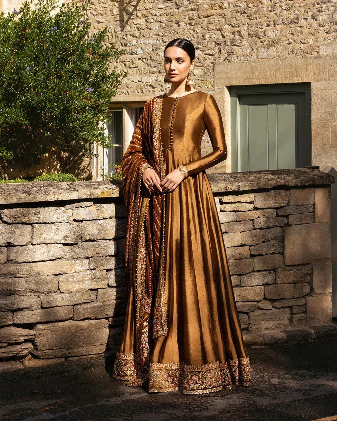 Faiza Saqlain Adeen Formals Brown Velvet – view 1 – Poshaq