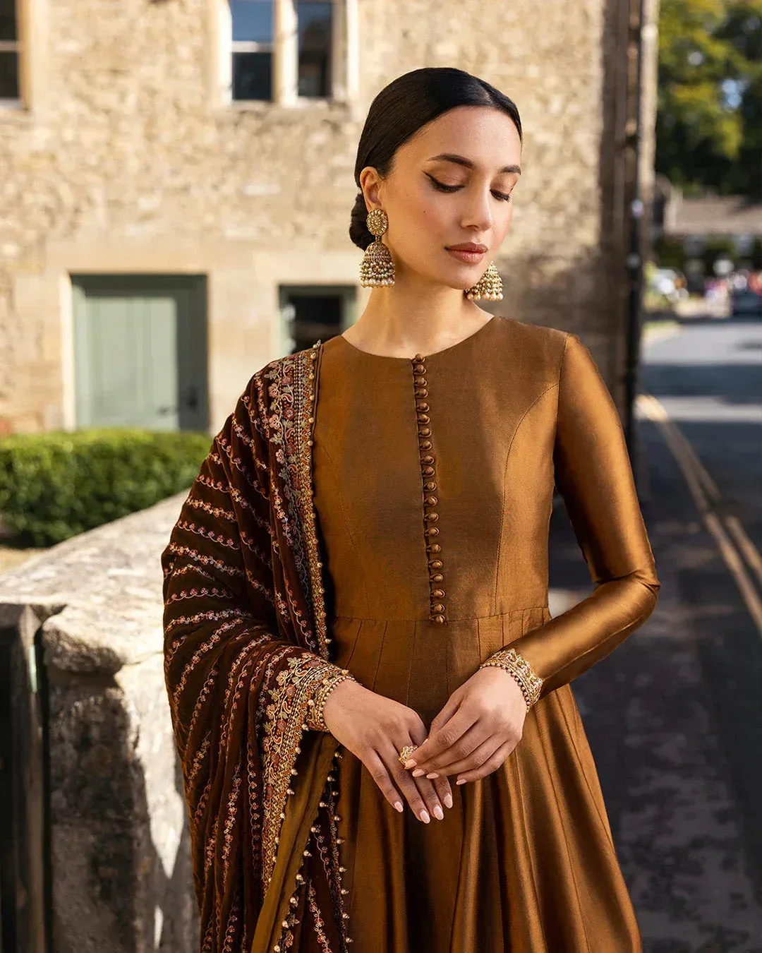 Faiza Saqlain Adeen Formals Brown Velvet – view 3 – Poshaq