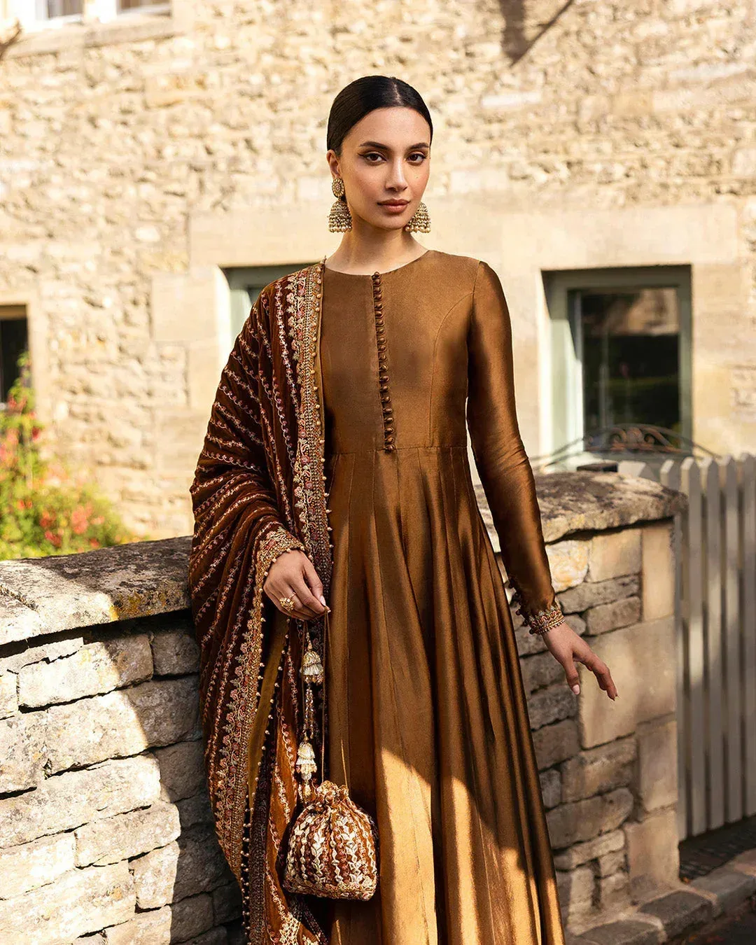 Faiza Saqlain Adeen Formals Brown Velvet – view 6 – Poshaq