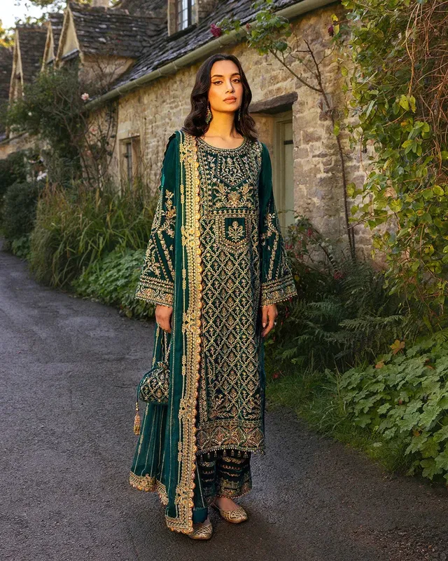 Faiza Saqlain Adeen Formals Green Chiffon – view 1 – Poshaq