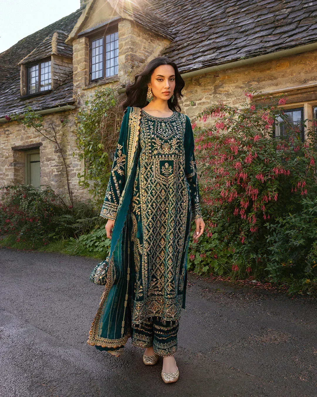 Faiza Saqlain Adeen Formals Green Chiffon – view 2 – Poshaq