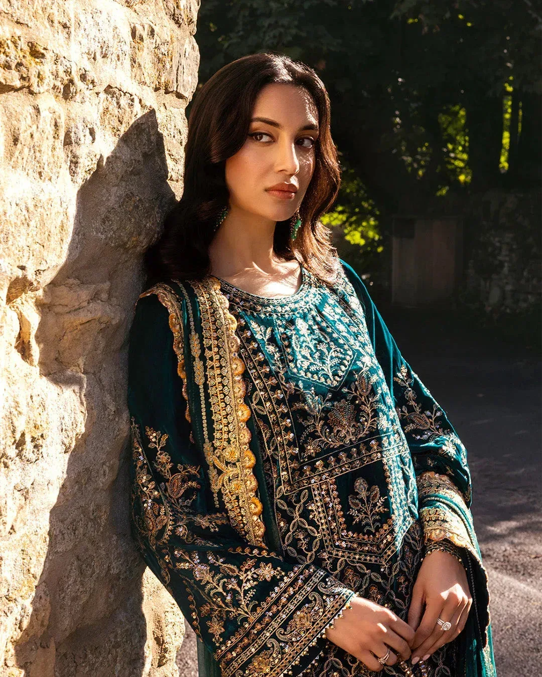 Faiza Saqlain Adeen Formals Green Chiffon – view 3 – Poshaq