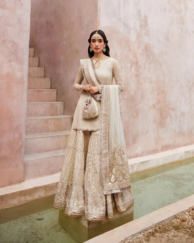 Faiza Saqlain Aurnia Spring Festive Edit 24 White Chiffon – view 1 – Poshaq