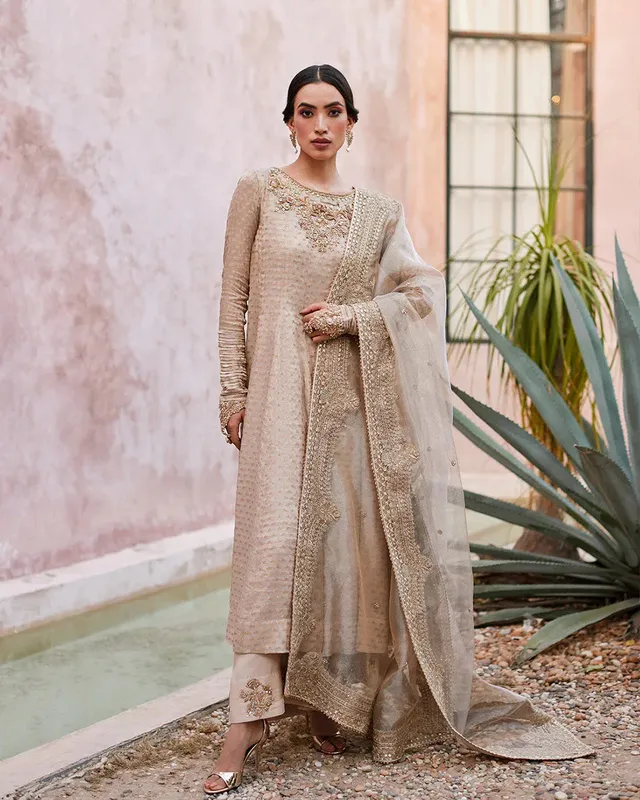 Faiza Saqlain Aurnia Spring Festive Edit 24 Ivory Cotton Silk – view 1 – Poshaq