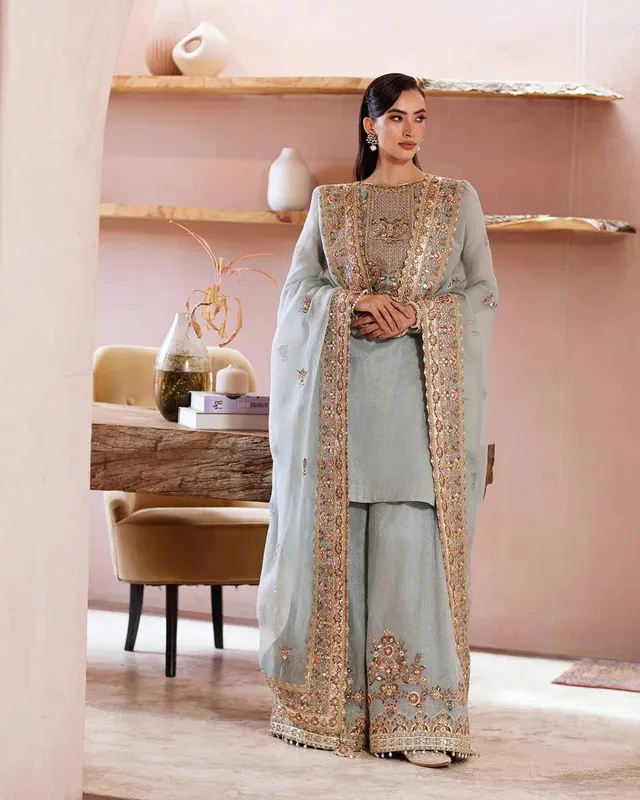 Faiza Saqlain Aurnia Spring Festive Edit 24 Blue Organza – view 1 – Poshaq