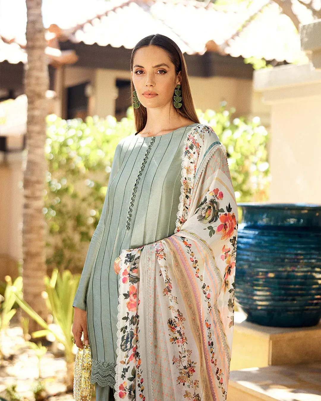 Faiza Saqlain Carmela Luxury Pret Green Silk – view 5 – Poshaq