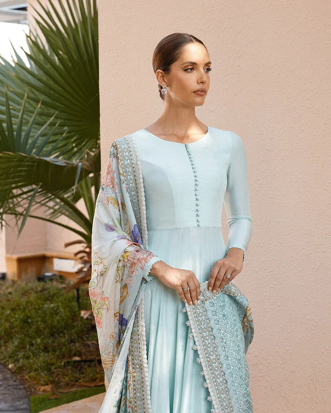Faiza Saqlain Carmela Luxury Pret Blue Raw Silk – view 3 – Poshaq