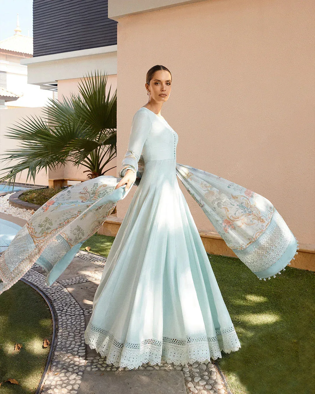 Faiza Saqlain Carmela Luxury Pret Blue Raw Silk – view 5 – Poshaq