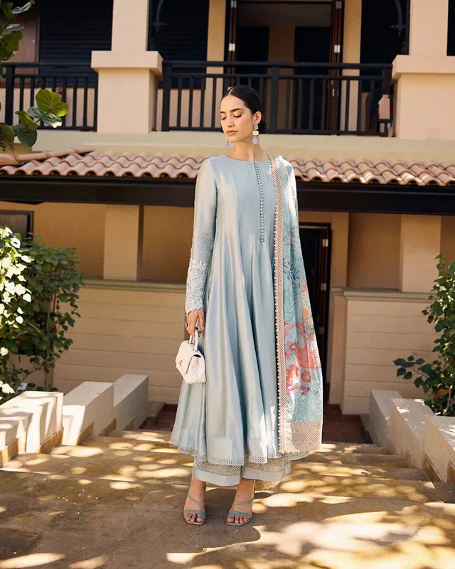 Faiza Saqlain Carmela Luxury Pret Blue Chiffon – view 1 – Poshaq