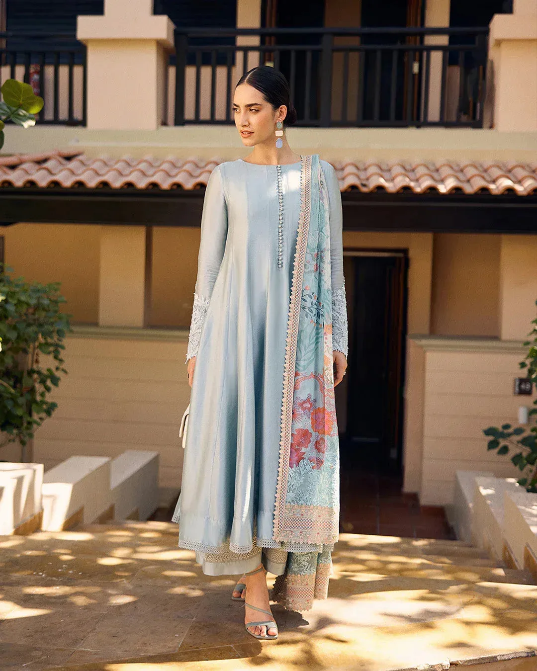 Faiza Saqlain Carmela Luxury Pret Blue Chiffon – view 2 – Poshaq