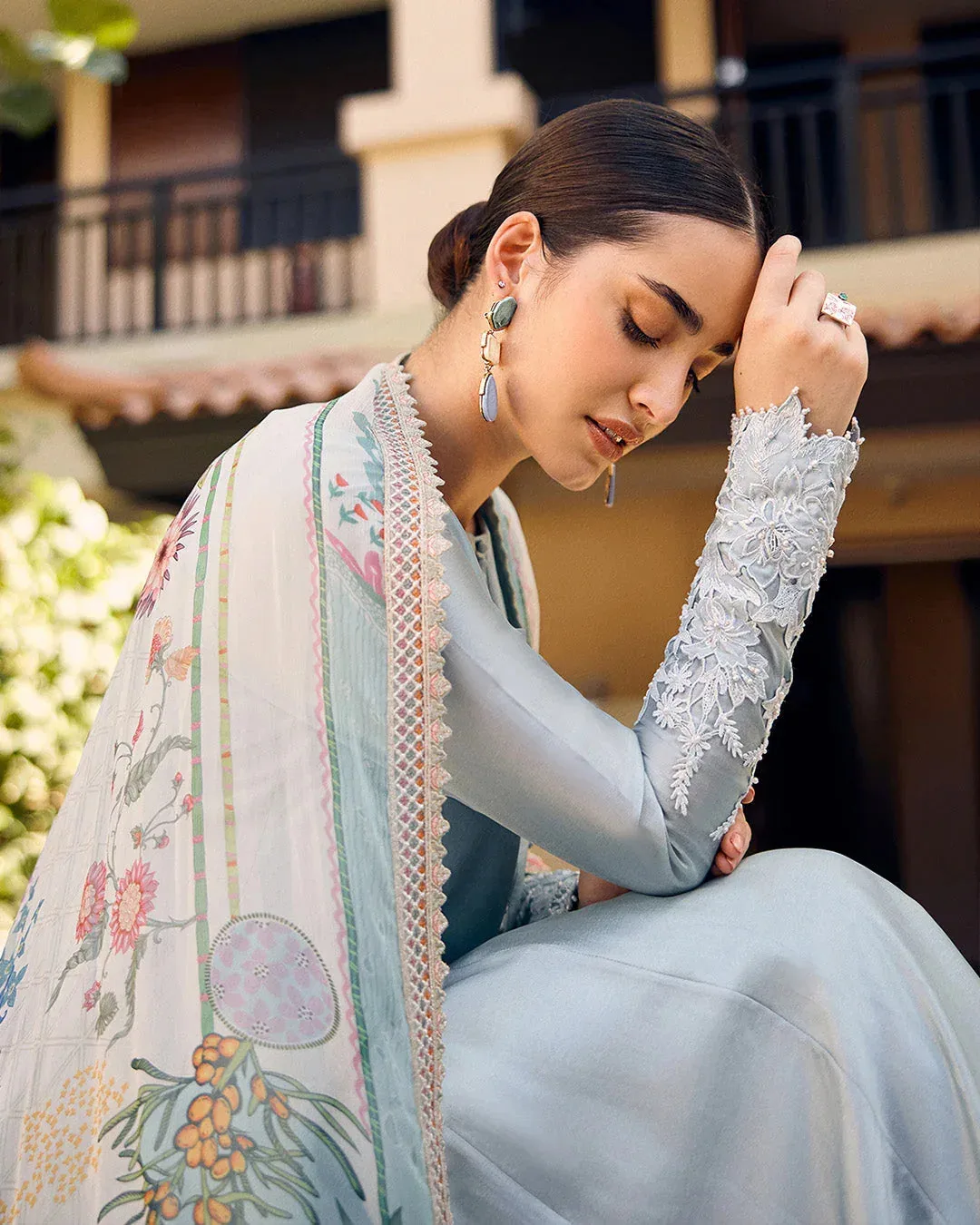 Faiza Saqlain Carmela Luxury Pret Blue Chiffon – view 3 – Poshaq