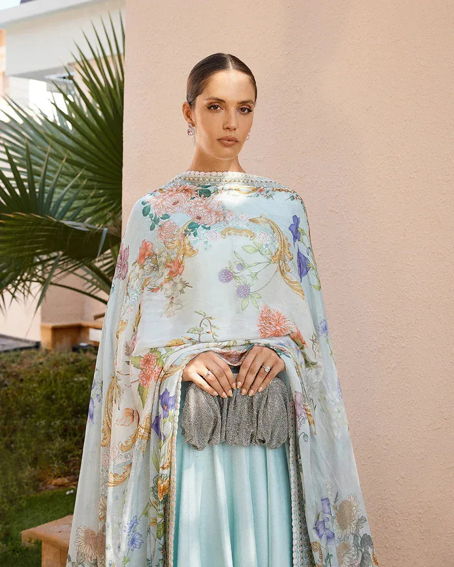 Faiza Saqlain Carmela Blue Raw Silk – view 2 – Poshaq