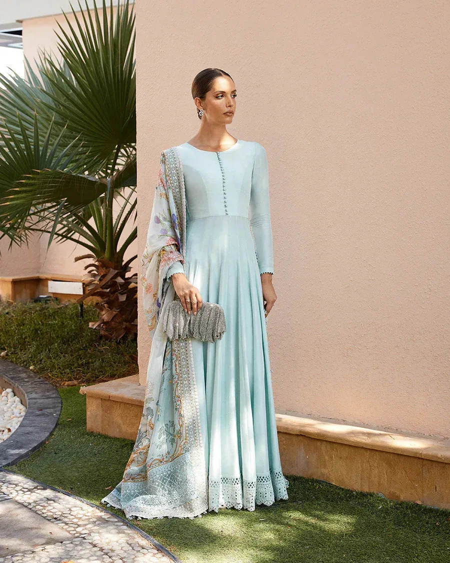 Faiza Saqlain Carmela Blue Raw Silk – view 3 – Poshaq