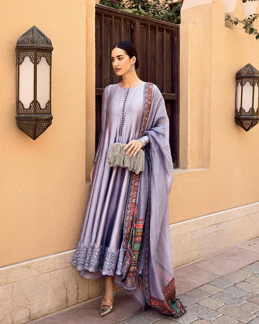 Faiza Saqlain Carmela Grey Cotton – view 2 – Poshaq