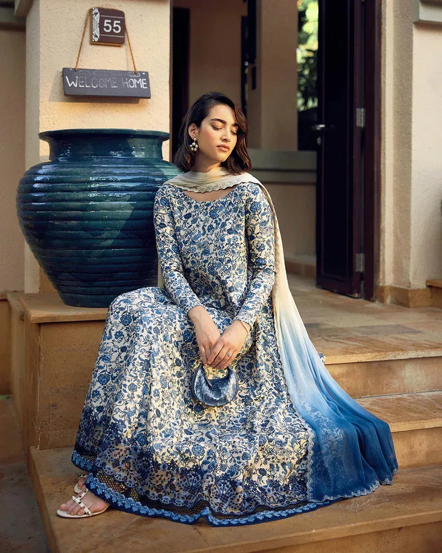 Faiza Saqlain Carmela White Raw Silk – view 3 – Poshaq
