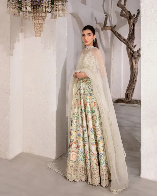 Faiza Saqlain Lenora Luxury Pret White Raw Silk – view 1 – Poshaq