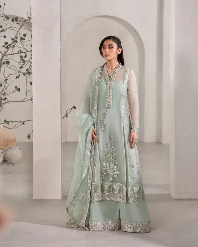 Faiza Saqlain Lenora Luxury Pret Blue Raw Silk – view 1 – Poshaq