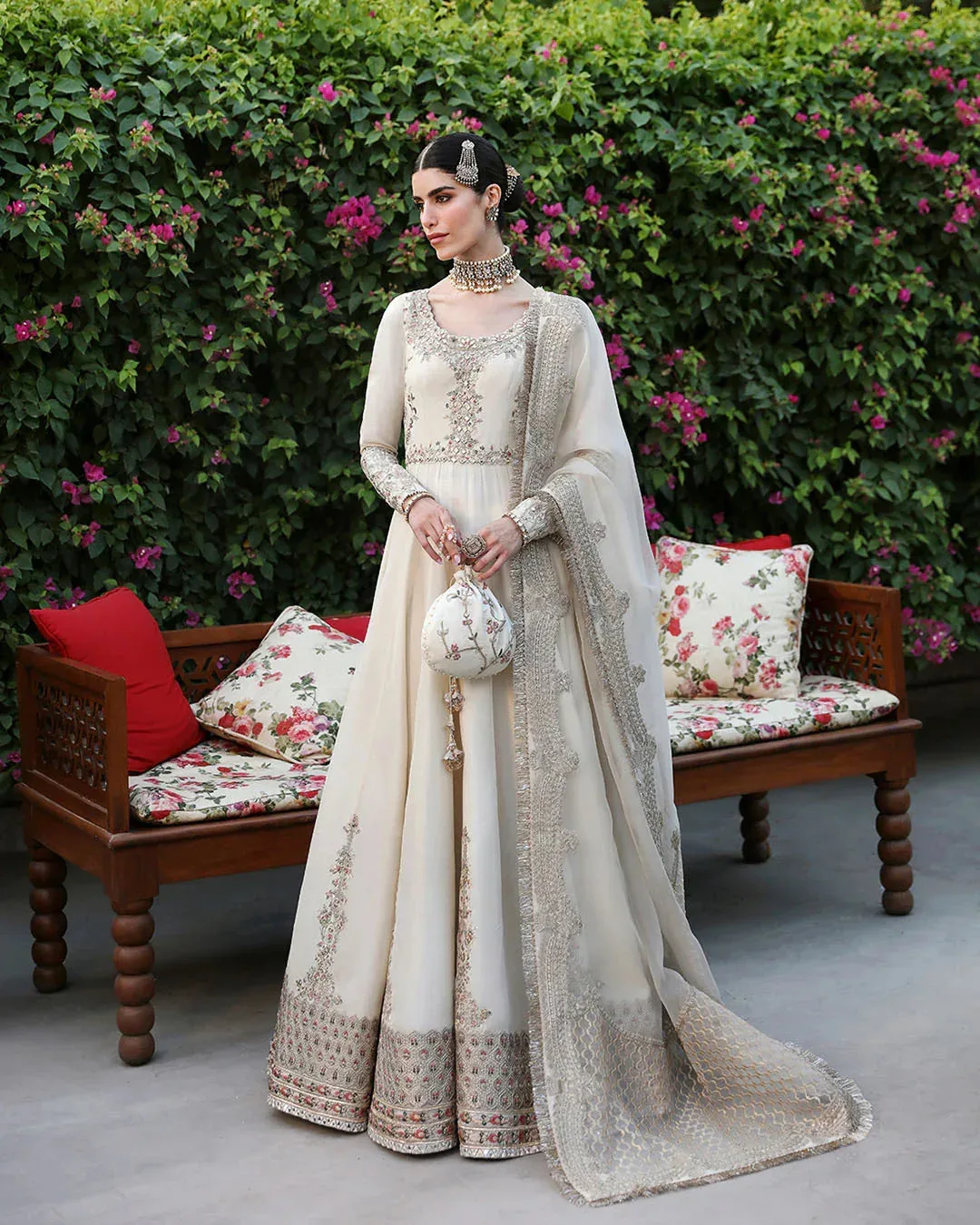 Faiza Saqlain Mehermah Luxe Formals White Raw Silk – view 1 – Poshaq