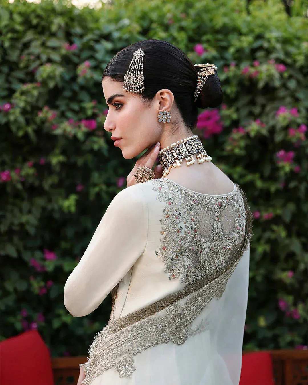 Faiza Saqlain Mehermah Luxe Formals White Raw Silk – view 2 – Poshaq