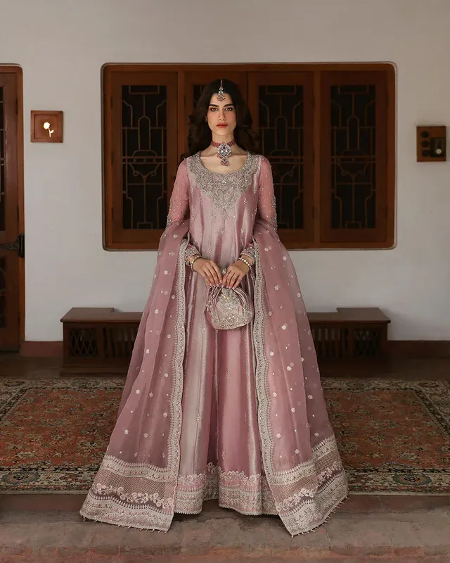 Faiza Saqlain Mehermah Luxe Formals Pink Organza – view 1 – Poshaq
