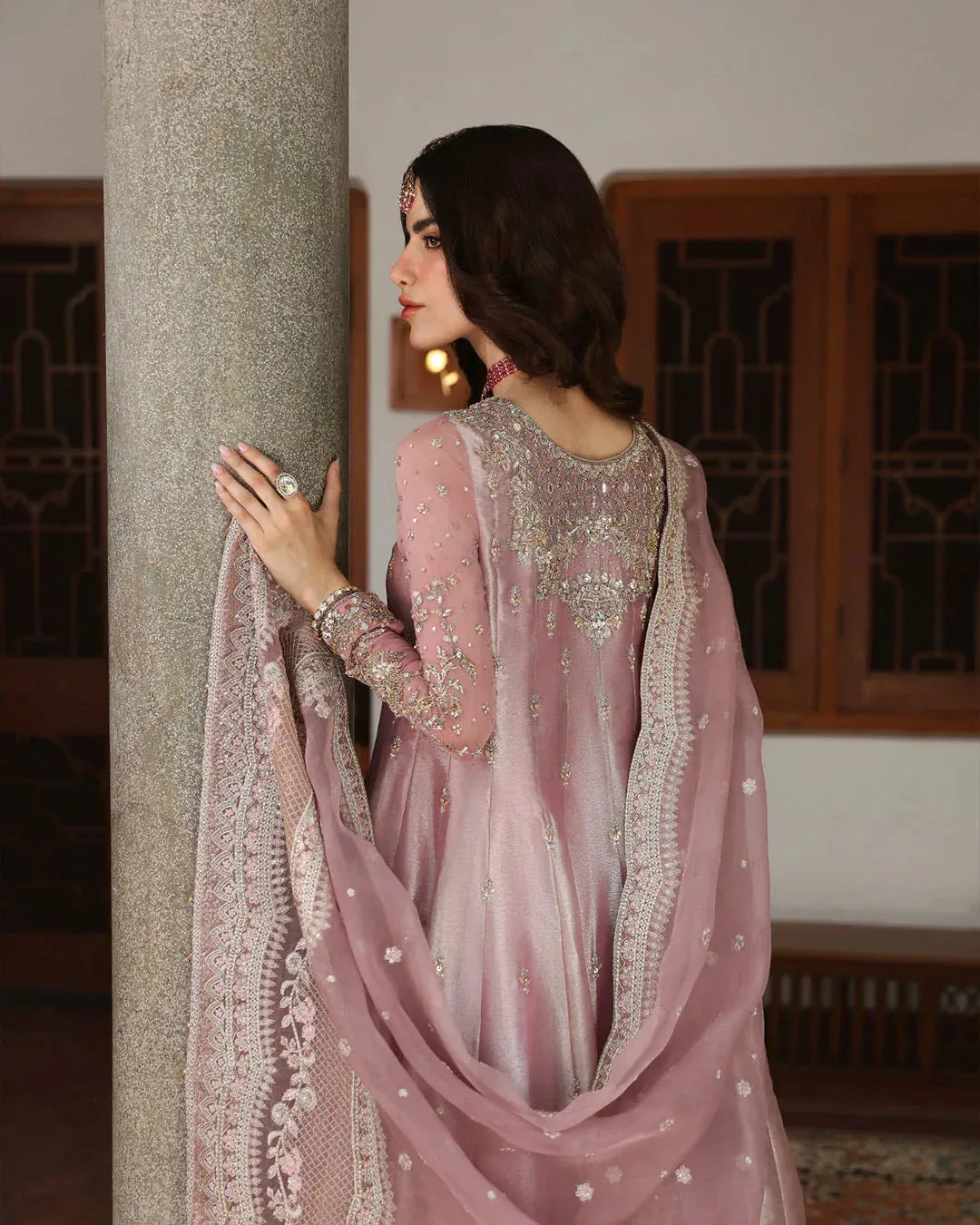 Faiza Saqlain Mehermah Luxe Formals Pink Organza – view 2 – Poshaq