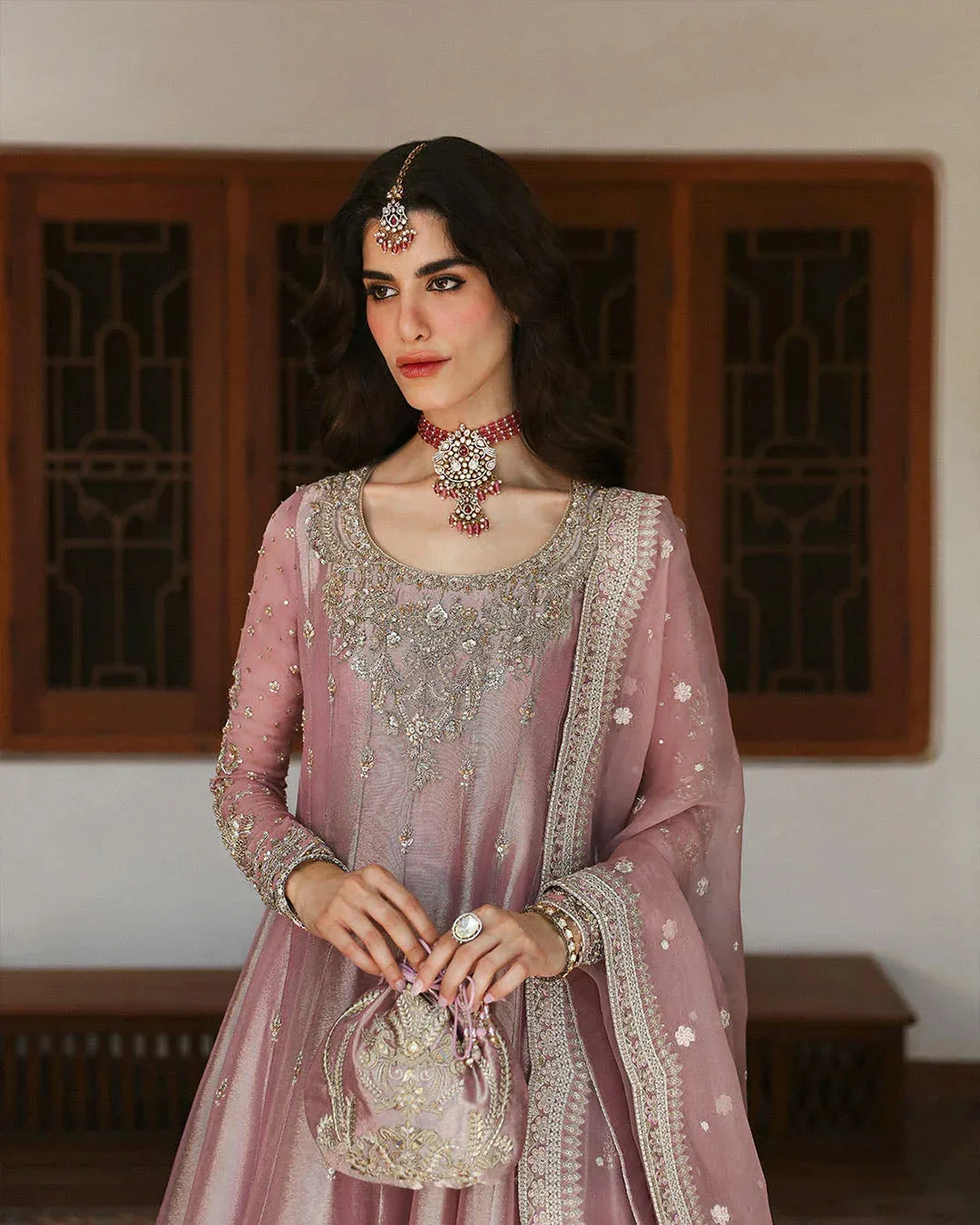 Faiza Saqlain Mehermah Luxe Formals Pink Organza – view 3 – Poshaq
