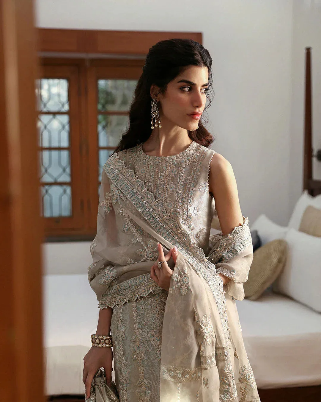 Faiza Saqlain Mehermah Luxe Formals Grey Raw Silk – view 5 – Poshaq