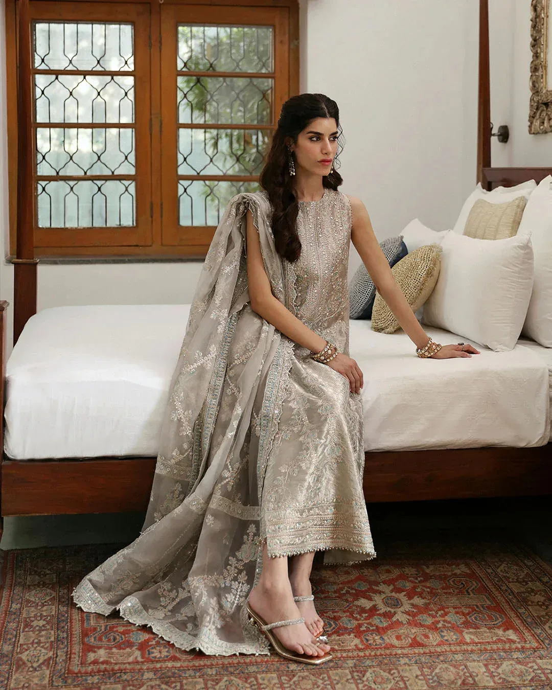 Faiza Saqlain Mehermah Luxe Formals Grey Raw Silk – view 6 – Poshaq