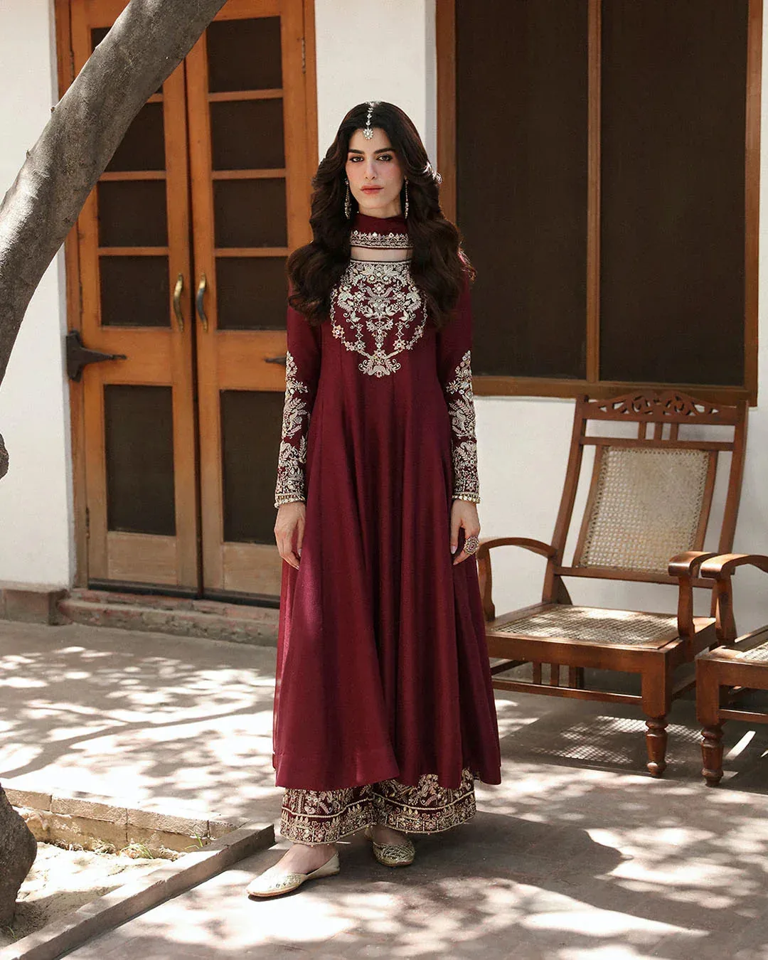 Faiza Saqlain Mehermah Luxe Formals Maroon Raw Silk – view 7 – Poshaq