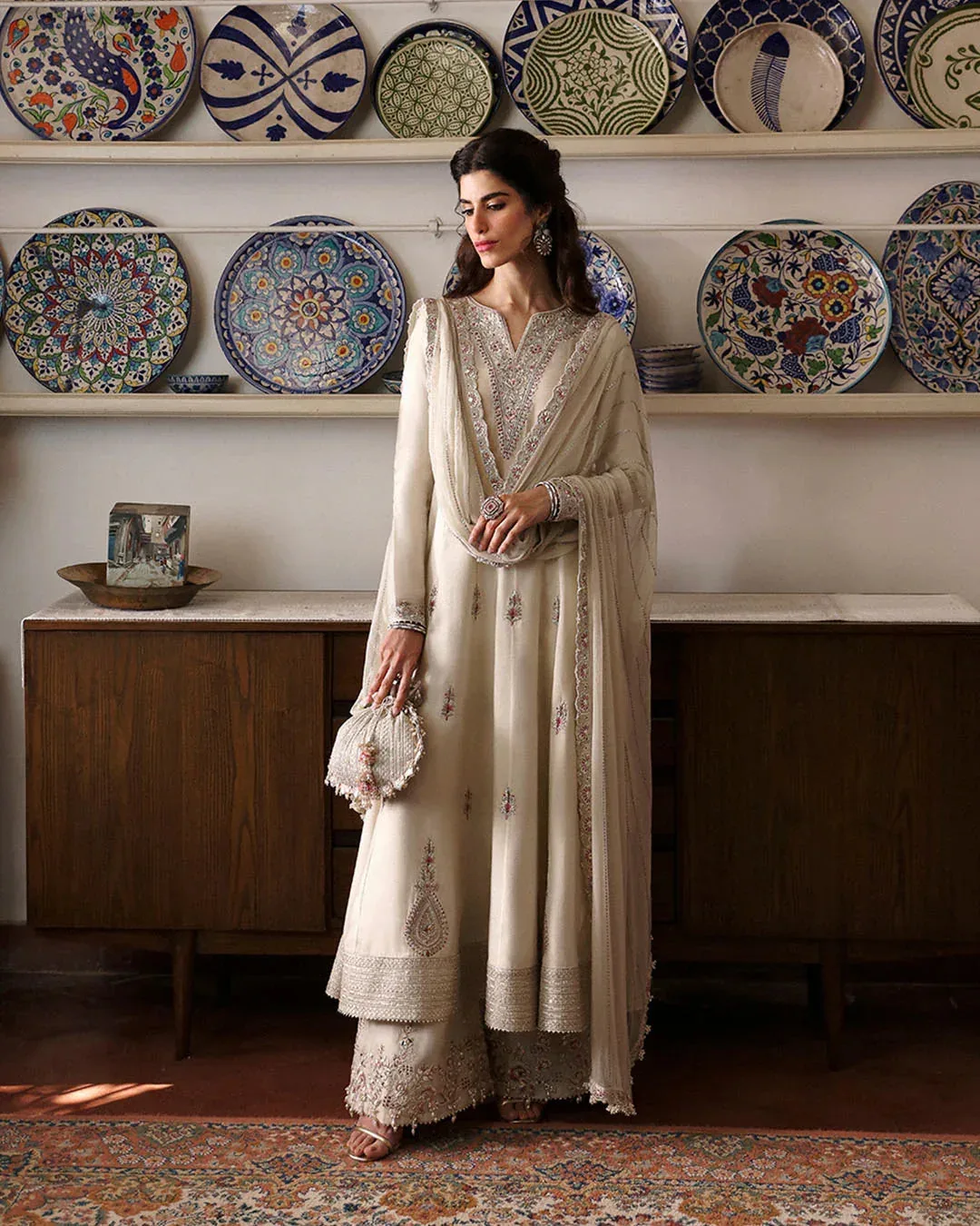 Faiza Saqlain Mehermah Luxe Formals Ivory Cotton Silk – view 1 – Poshaq