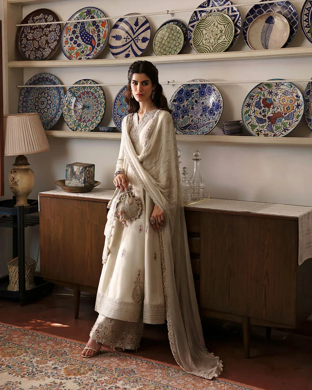 Faiza Saqlain Mehermah Luxe Formals Ivory Cotton Silk – view 2 – Poshaq