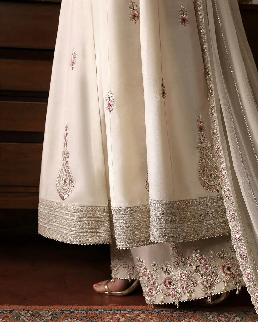 Faiza Saqlain Mehermah Luxe Formals Ivory Cotton Silk – view 4 – Poshaq