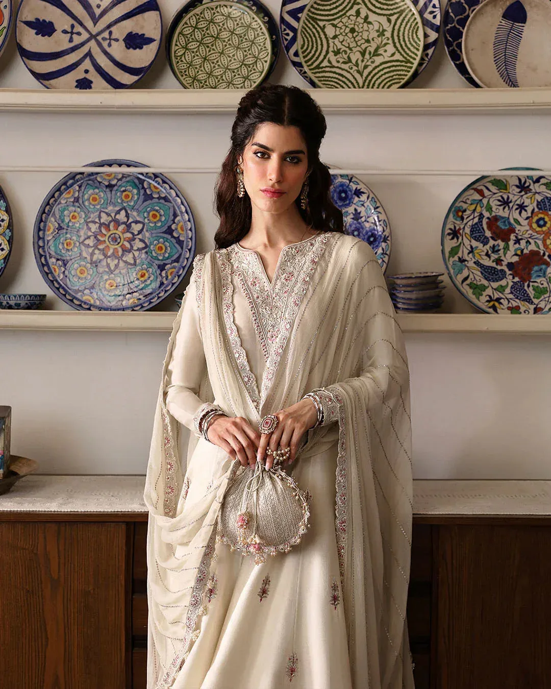 Faiza Saqlain Mehermah Luxe Formals Ivory Cotton Silk – view 5 – Poshaq