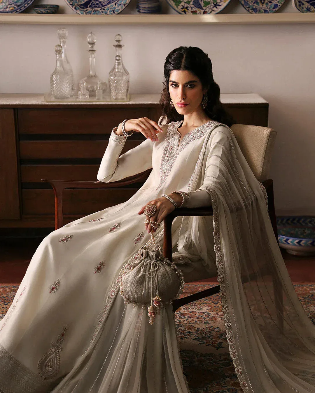Faiza Saqlain Mehermah Luxe Formals Ivory Cotton Silk – view 6 – Poshaq