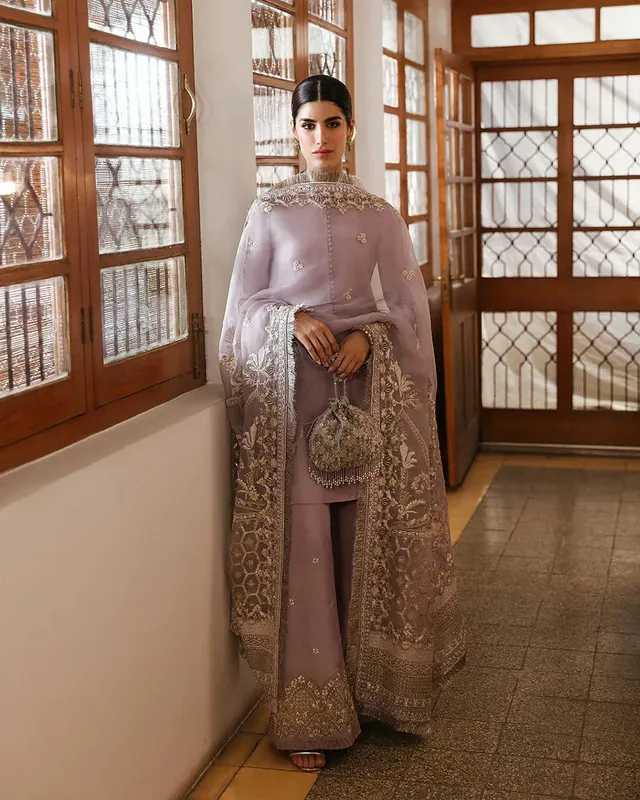 Faiza Saqlain Mehermah Luxe Formals Lilac Raw Silk – view 1 – Poshaq
