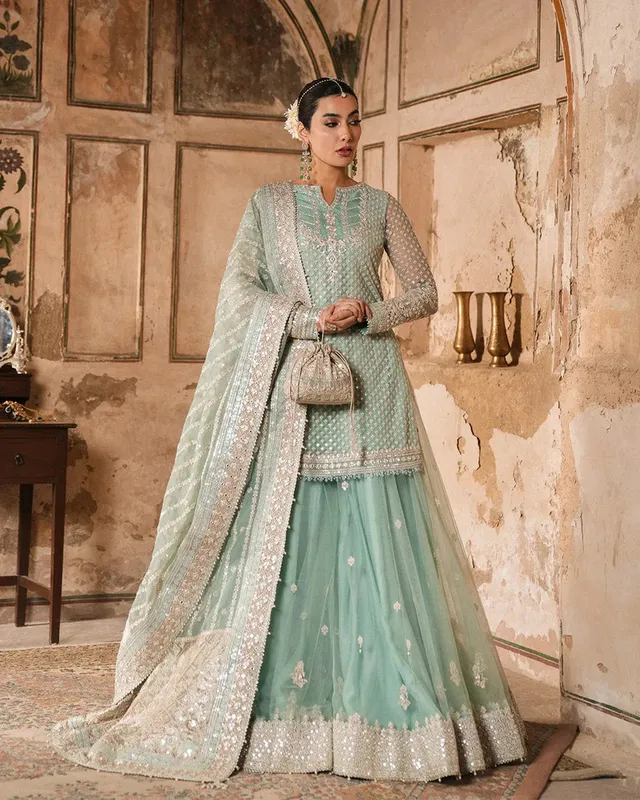 Faiza Saqlain Zimmal Formals Blue Organza – view 1 – Poshaq