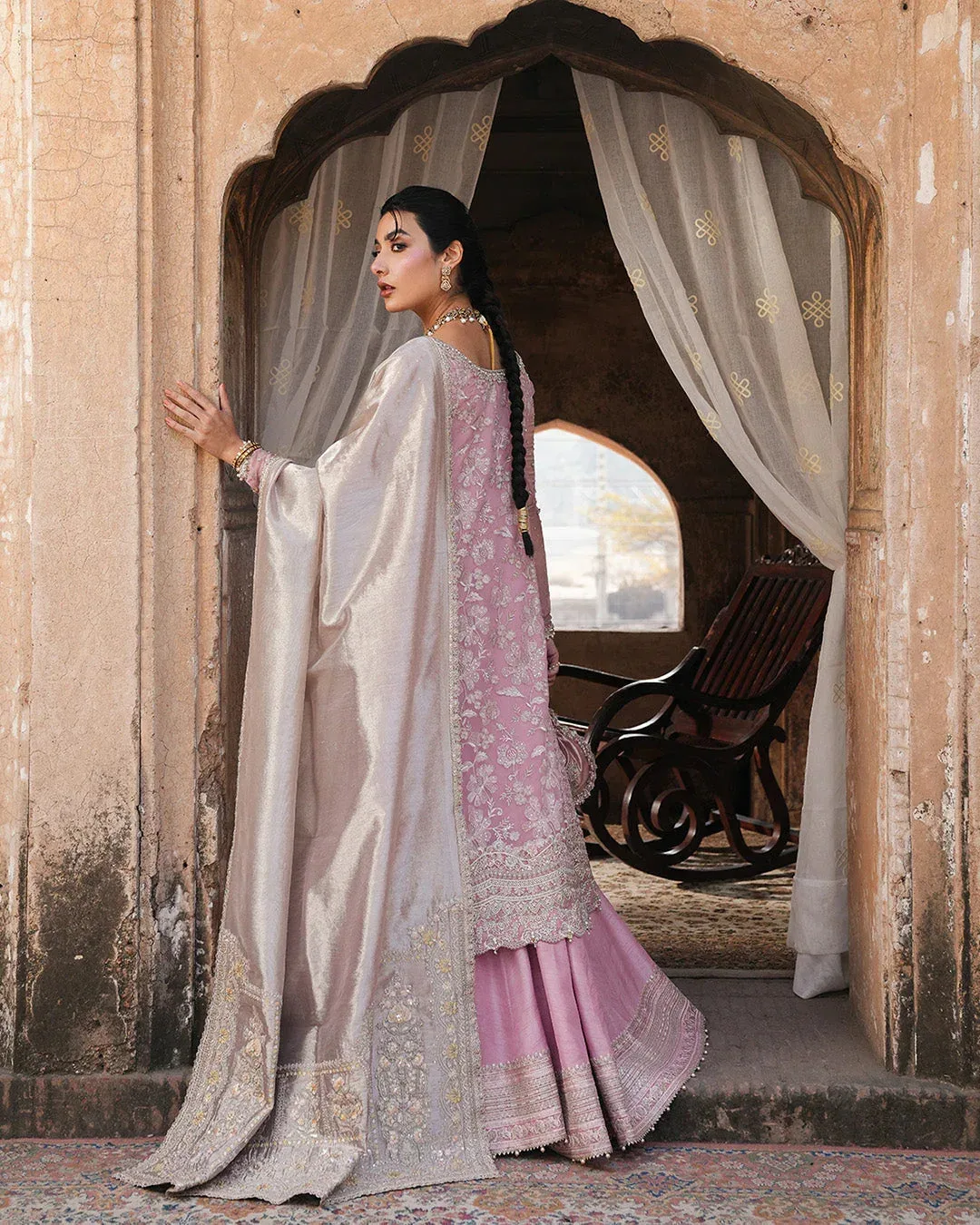 Faiza Saqlain Zimmal Formals Pink Raw Silk – view 2 – Poshaq