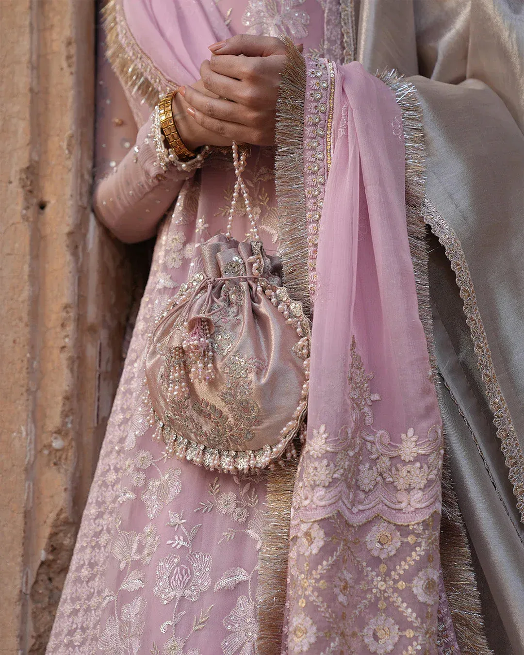 Faiza Saqlain Zimmal Formals Pink Raw Silk – view 3 – Poshaq