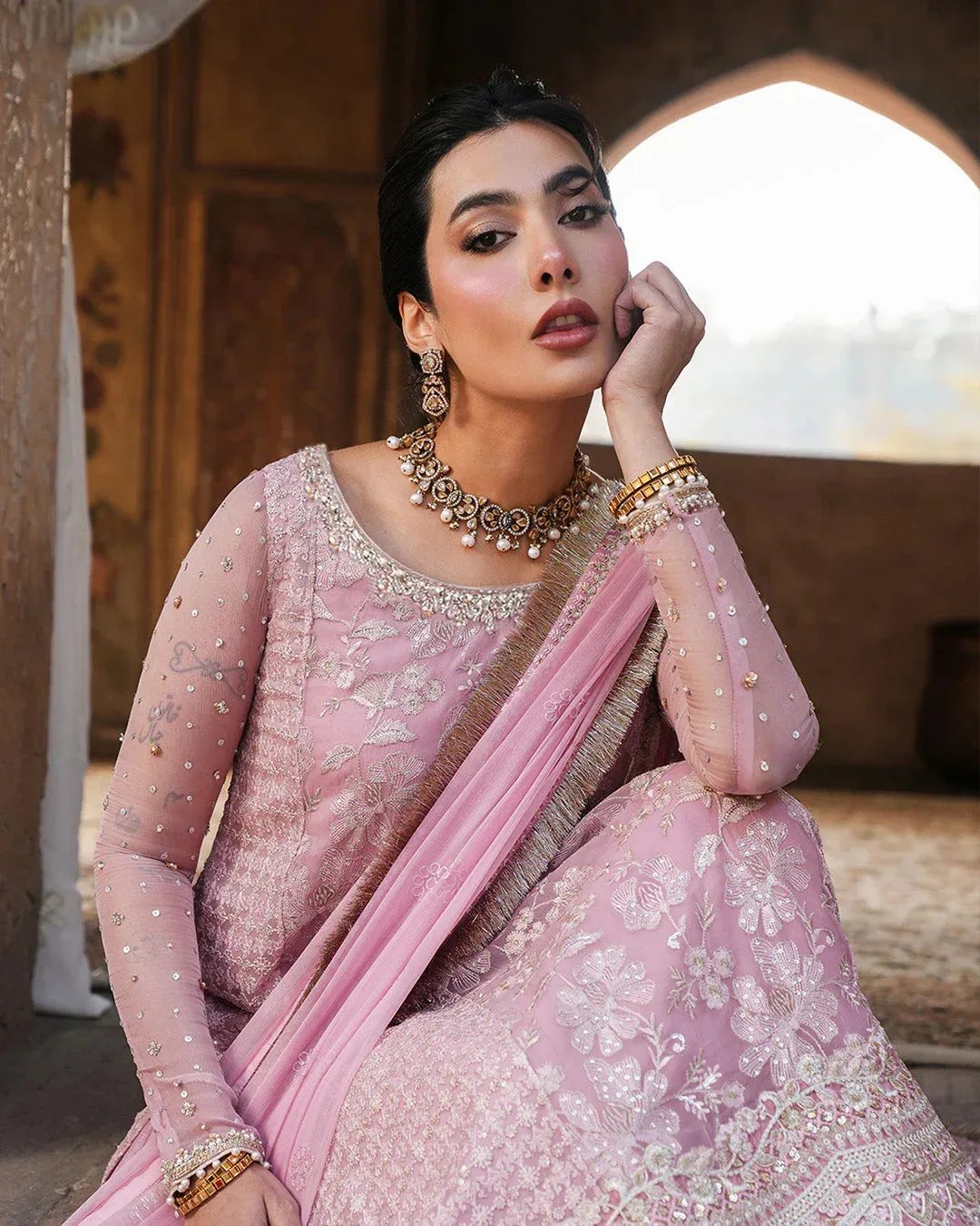 Faiza Saqlain Zimmal Formals Pink Raw Silk – view 6 – Poshaq