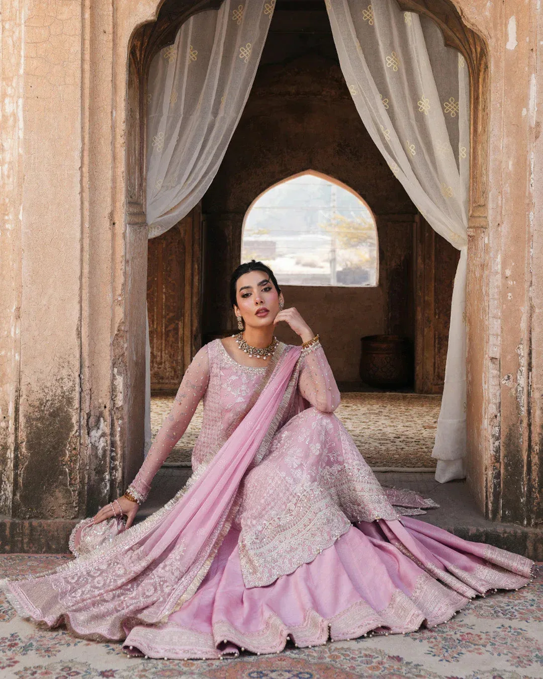 Faiza Saqlain Zimmal Formals Pink Raw Silk – view 7 – Poshaq