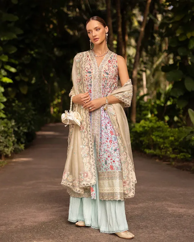 Faiza Saqlain Zinnia Lawn 25 Organza – view 1 – Poshaq