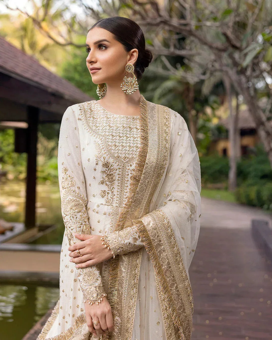 Faiza Saqlain Zinnia Lawn 25 White Organza – view 5 – Poshaq