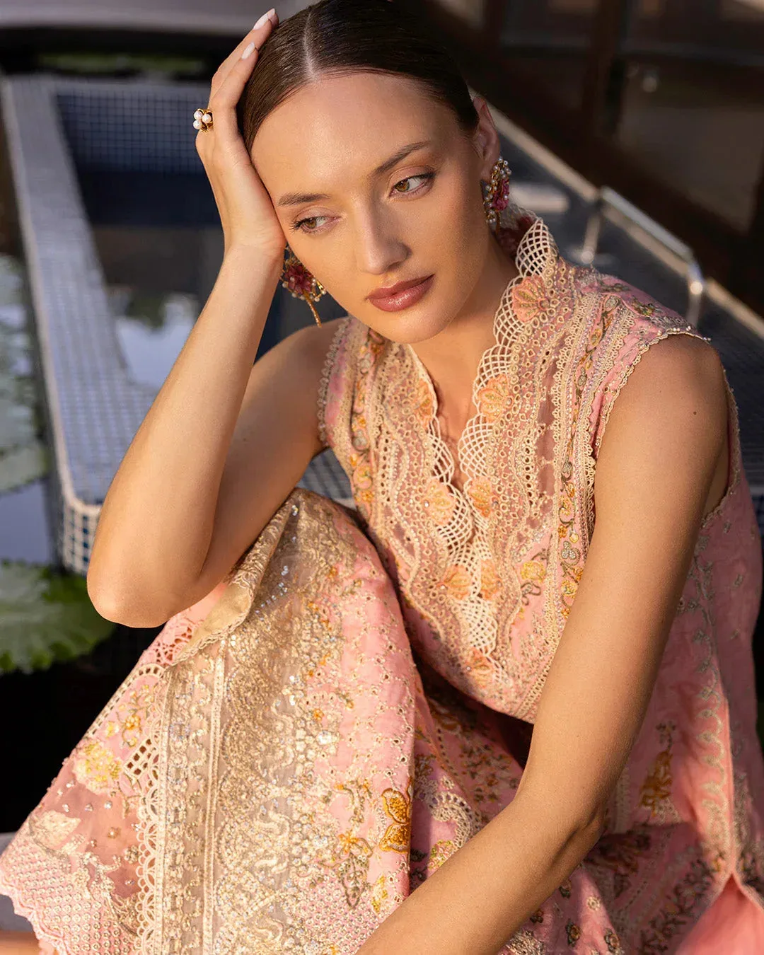 Faiza Saqlain Zinnia Lawn 25 Peach Organza – view 3 – Poshaq