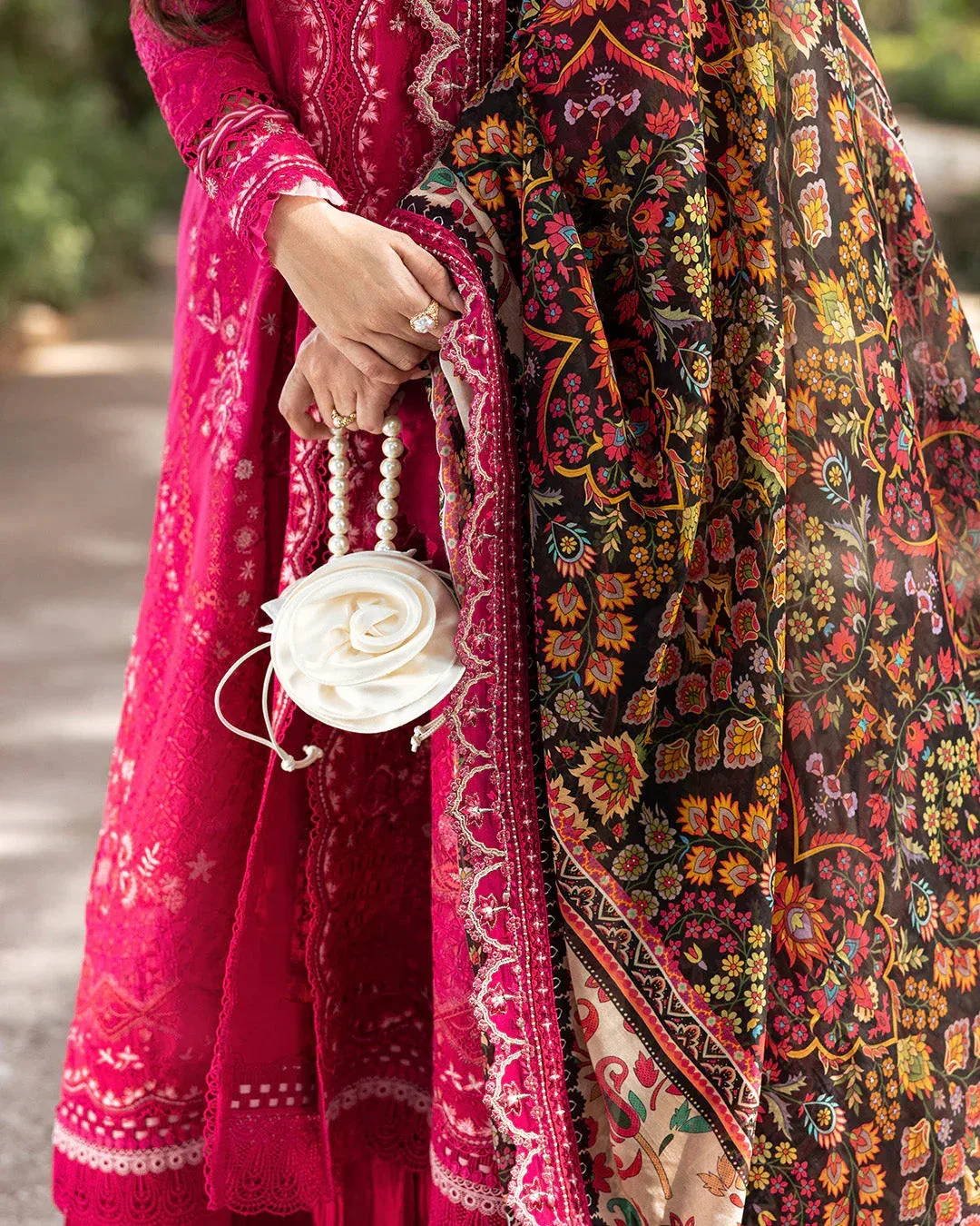 Faiza Saqlain Zinnia Lawn 25 Pink Organza – view 3 – Poshaq