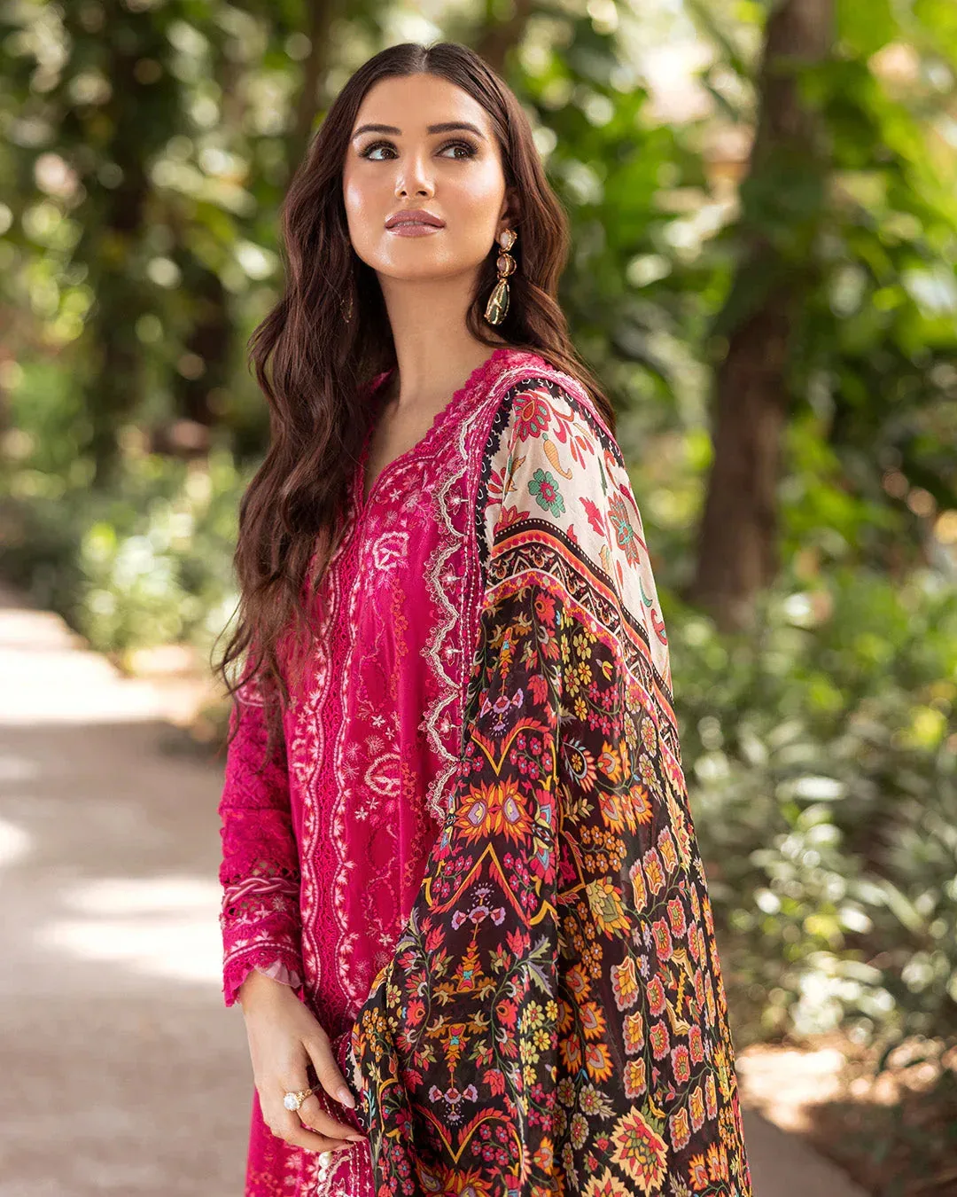 Faiza Saqlain Zinnia Lawn 25 Pink Organza – view 6 – Poshaq