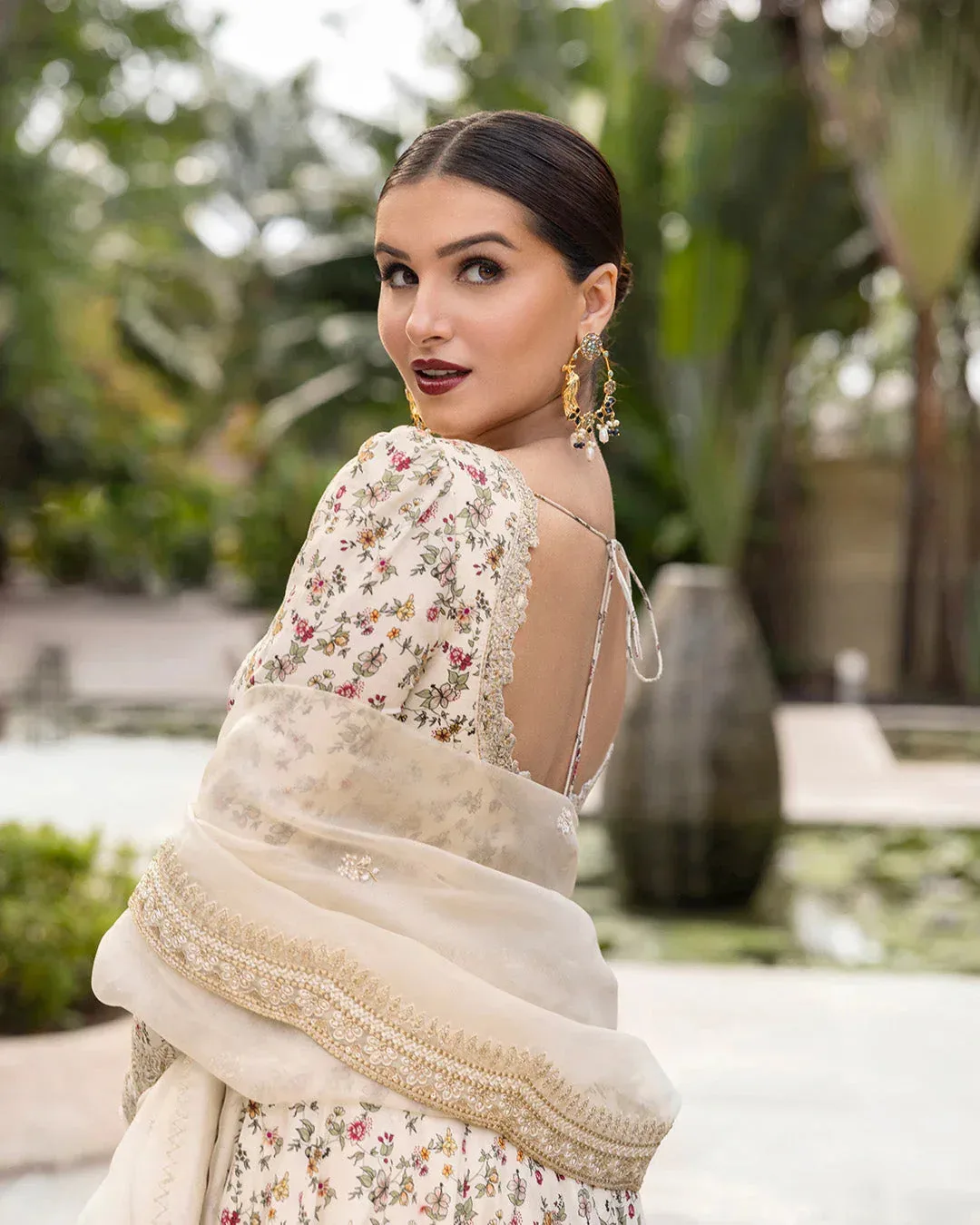 Faiza Saqlain Zinnia Lawn 25 White Organza – view 4 – Poshaq